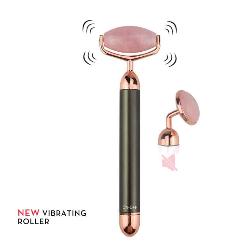 THEA Home Beauty 2in1 Rose Quartz Undereye and Facial Vibration Roller