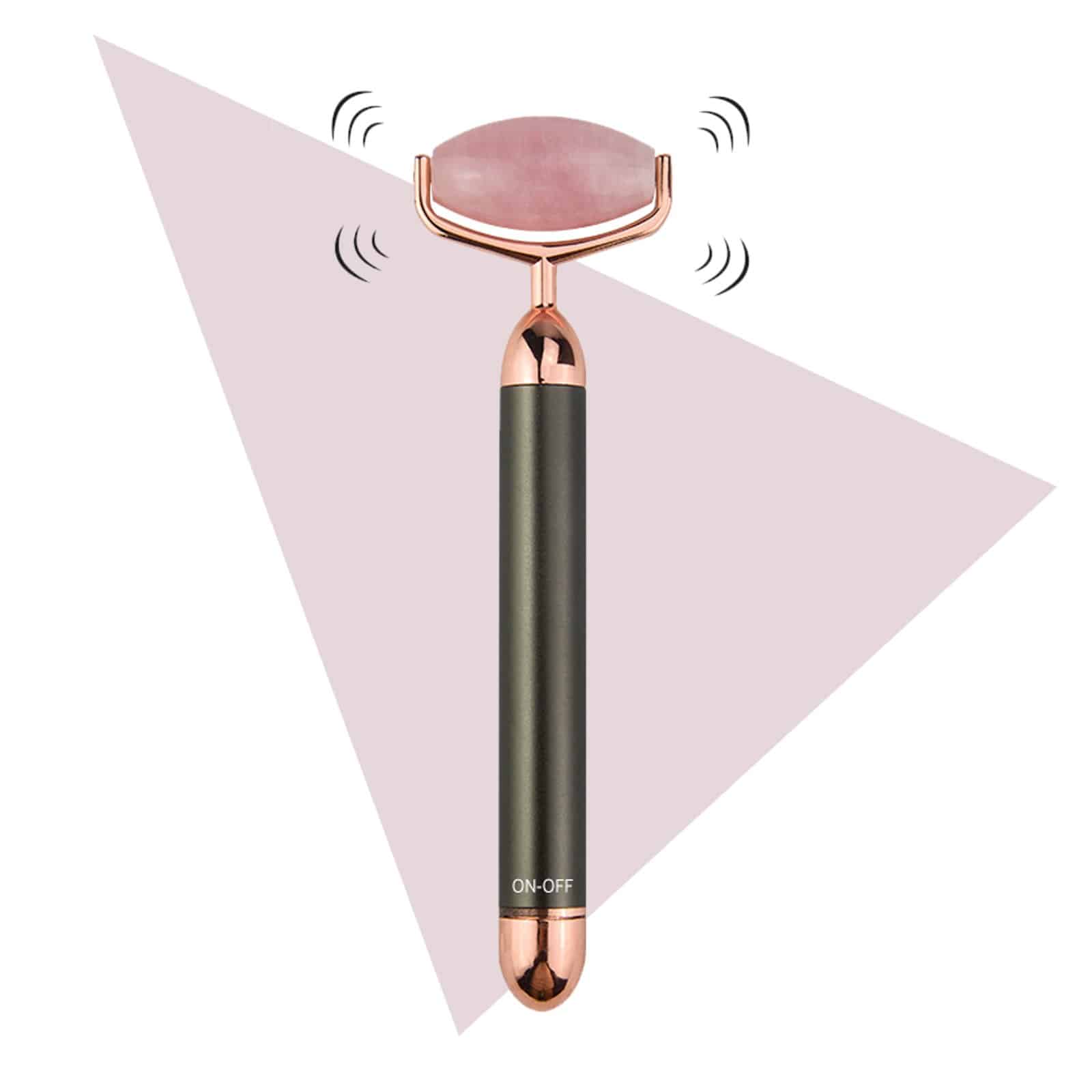 THEA Home Beauty 2in1 Rose Quartz Undereye and Facial Vibration Roller